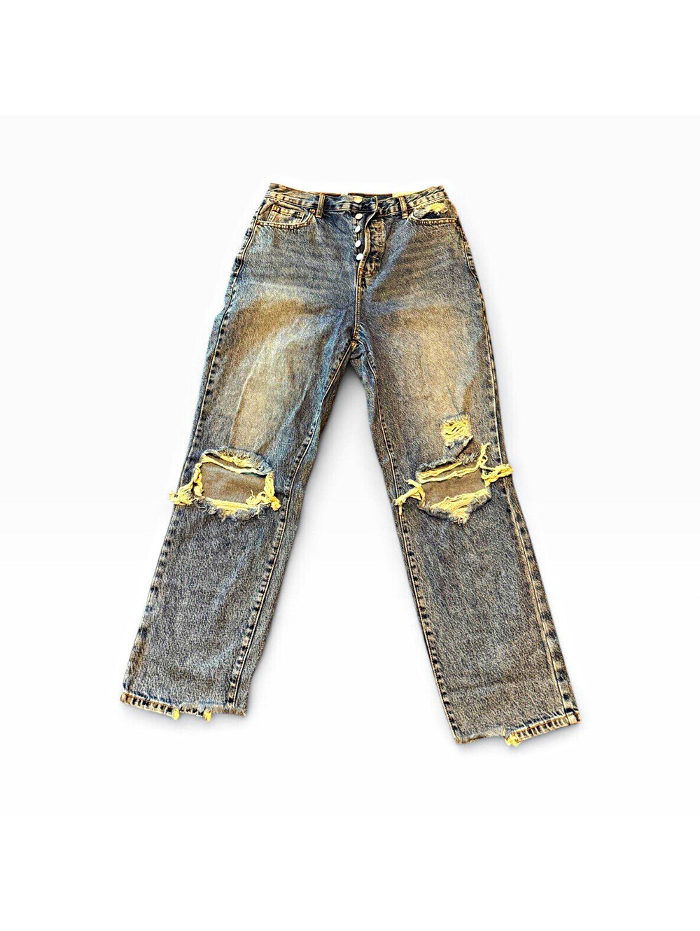 PacSun Women’s Straight Jeans Size 28 Medium Wash Blue Distressed High Rise